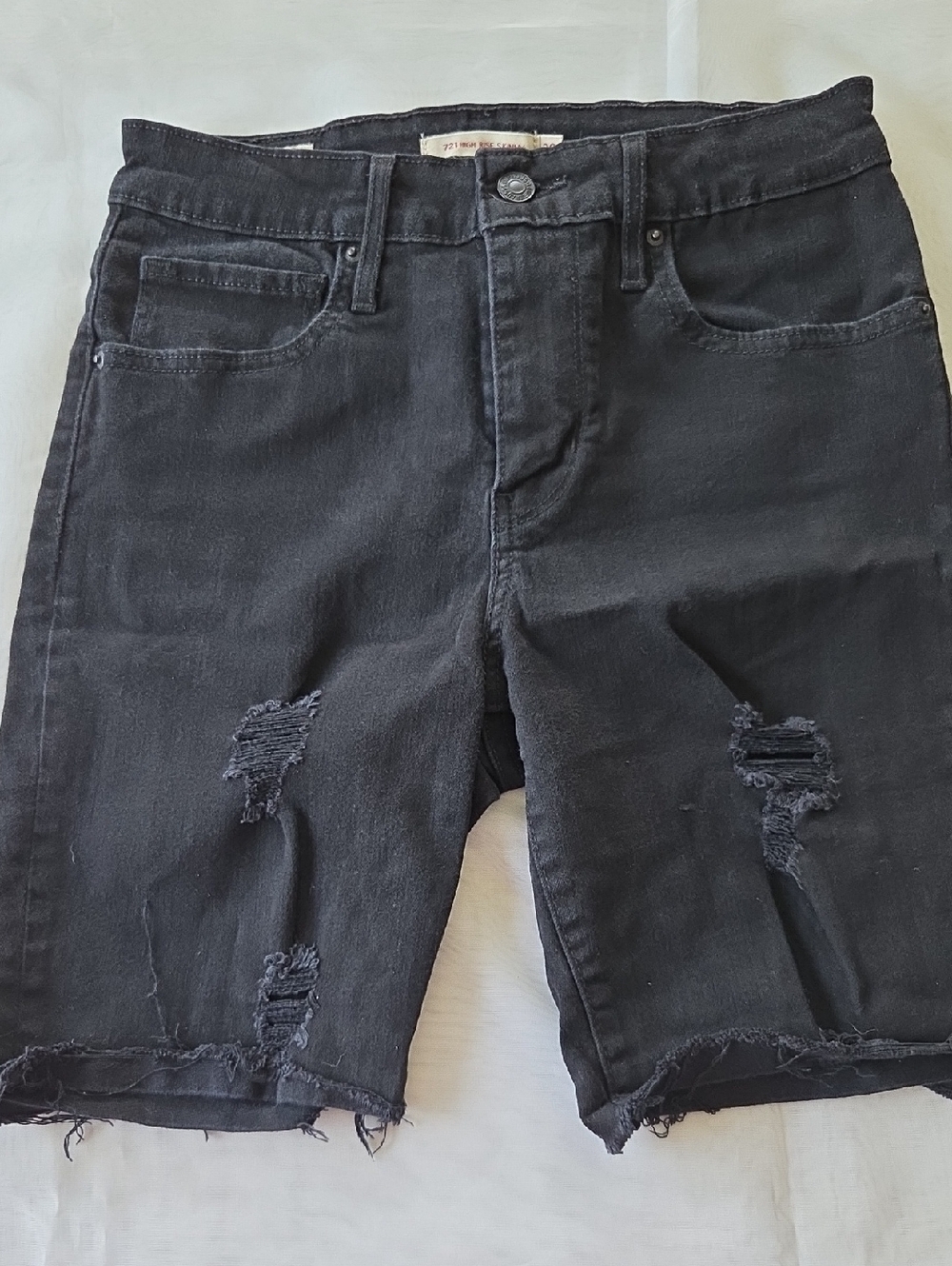 Women's Distressed Black Denim Shorts